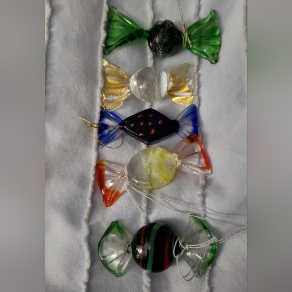 Colorful Glass Candy Decorative Holiday Christmas Ornaments Or Dish